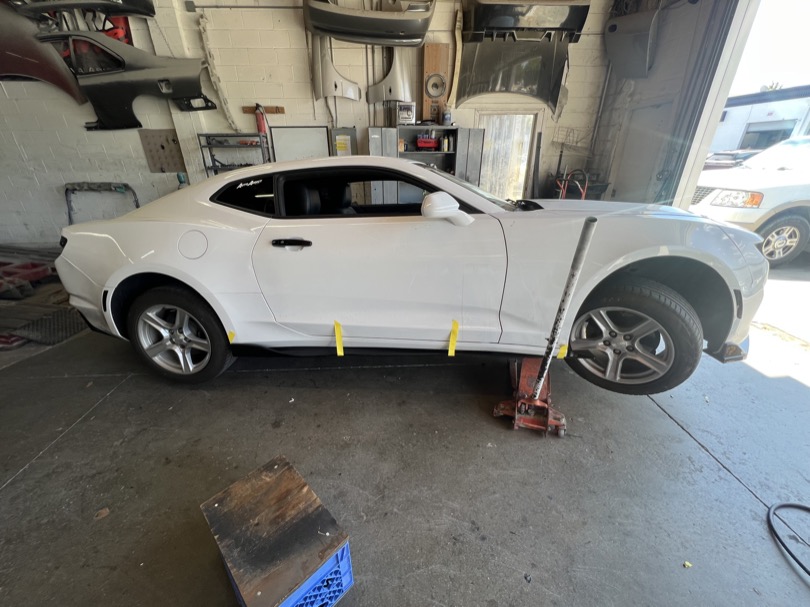 Chevy Camaro custom sectioned side skirt to fit vehicle - BodyShop661 Santa Clarita professional auto body repair and collision work