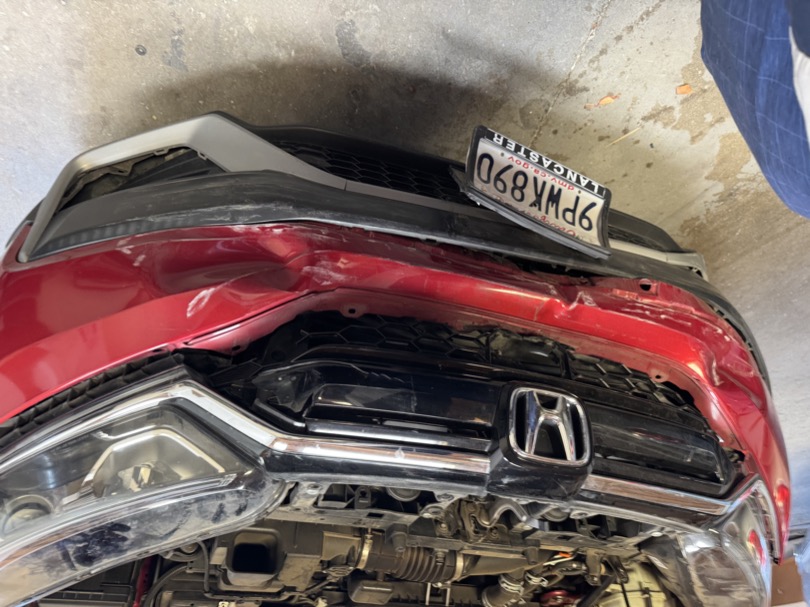 Honda CRV with a lot of additional damage found underneath the bumper - BodyShop661 Santa Clarita professional auto body repair and collision work